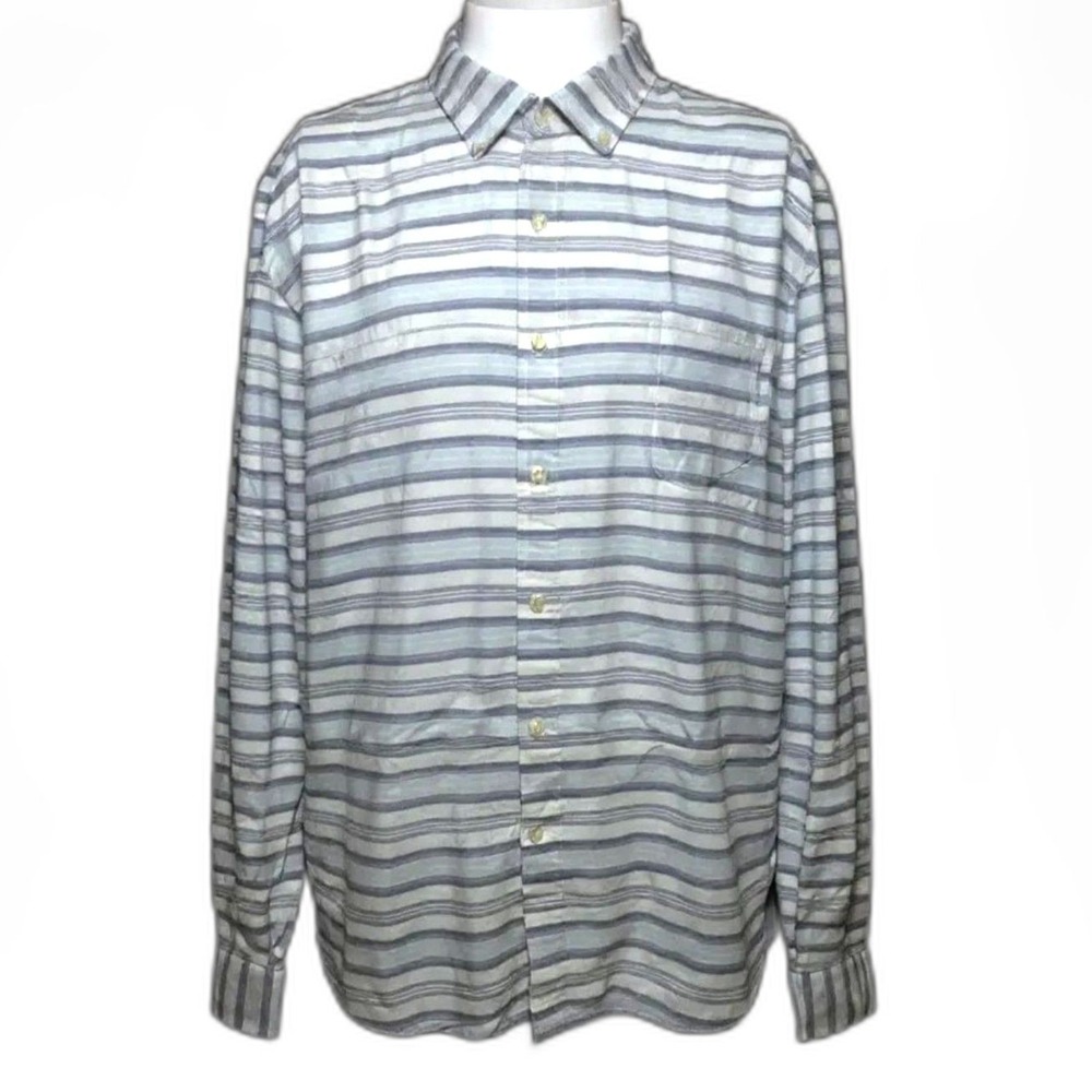 Good Threads Shirt Men's 3XL Blue Cotton Button Down Chambray